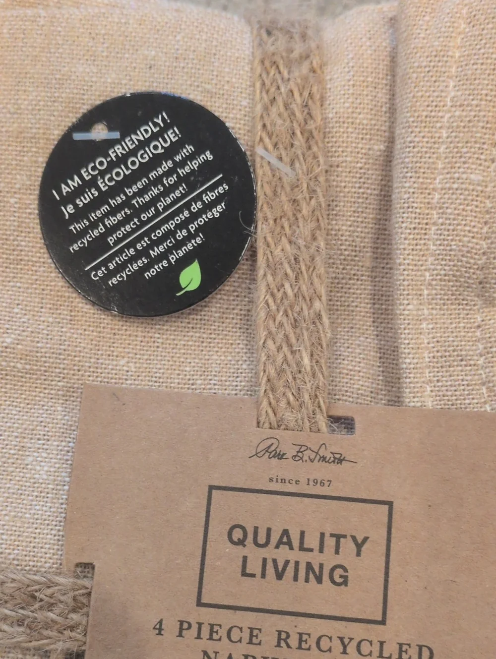 NWT  Set Of Two Beige Recycled Napkin Set - 4 Piece x 2= 8 Napkins
